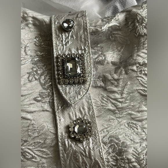 AZALEA WANG Bavani Rhinestone Silver and White Western Boot New in Box Sz 10 - Picture 7 of 12